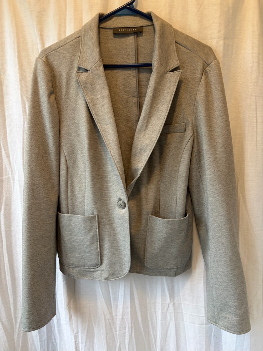 Suzy Shier Light Gray Ponte Blazer Jacket